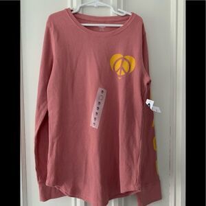 NWT old Navy pink peace and love thermal top XL